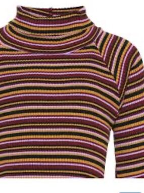 Molo Striped Turtleneck Sweater in Burgundy, Pink, Mustard, Black